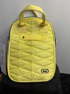 Lug Jetty LE Quilted Yellow Mini Handbag With Swan Print Interior NWT